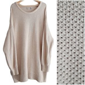 🍒 OLD NAVY Chunky Knit Drop Shoulder Sweater Tunic Cream PLUS Sz 2X
